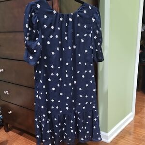 DKNY Navy Dress with White Floral Patterns
